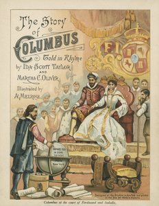 Columbus vid Ferdinand och Isabellas hov (chromolitho)